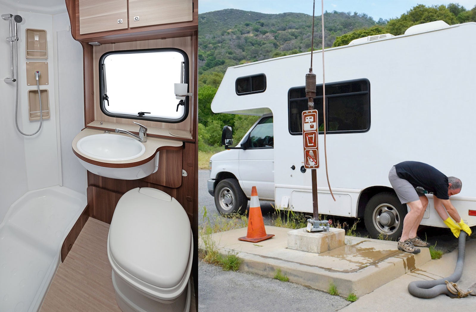 Portable RV/camper toilet and holding tank setup in Annapolis, Maryland
